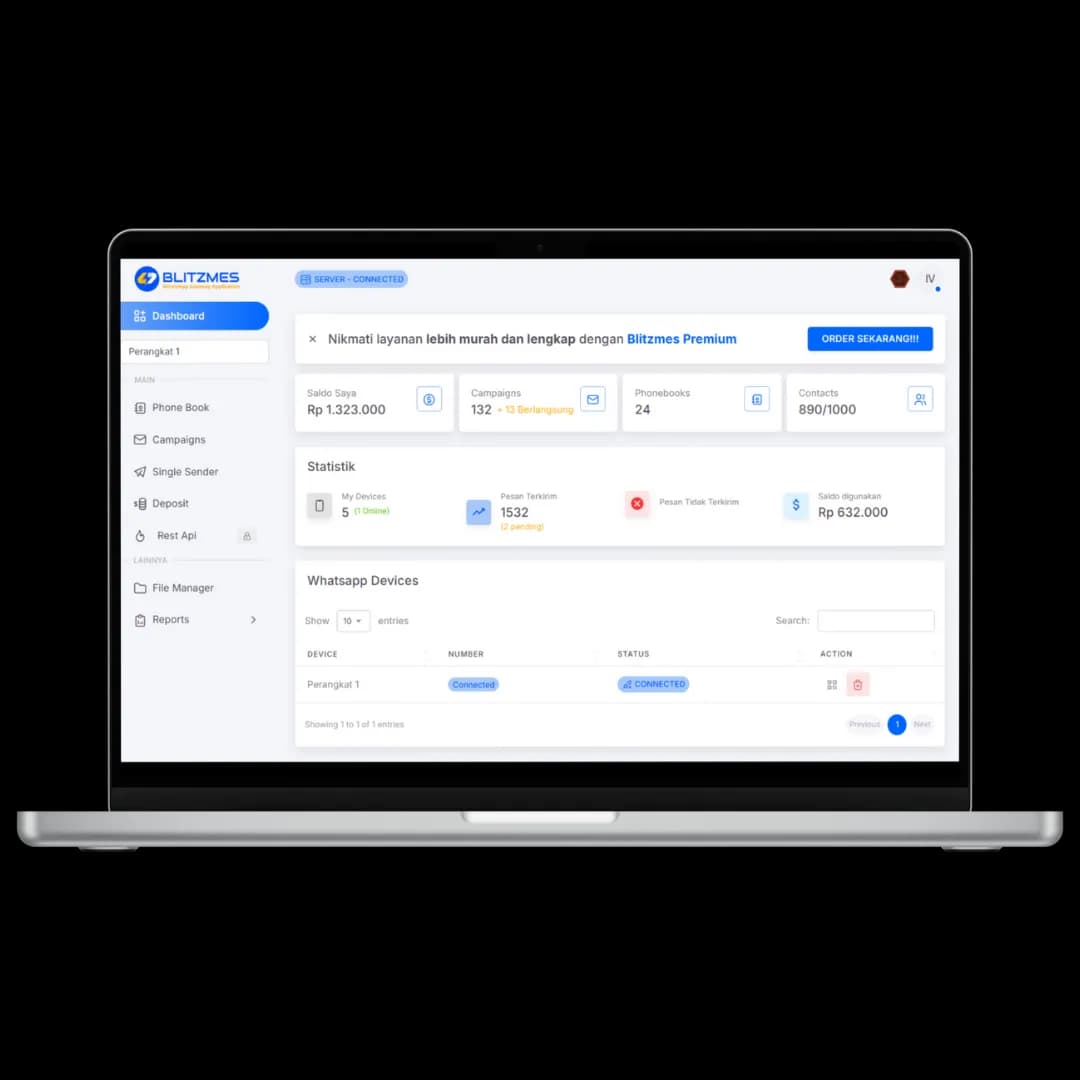 Blitzmes  (WhatsApp Gateway Application)